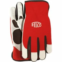 FELCO Arbeitshandschuhe Mit Leder Rot/wei§ Grš§e S Atmungsaktiv Gartenhandschuhe